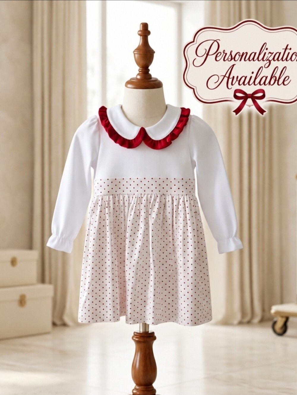 Bayou Blanks Red & White Polka Dot Dress | 9M | Personalized